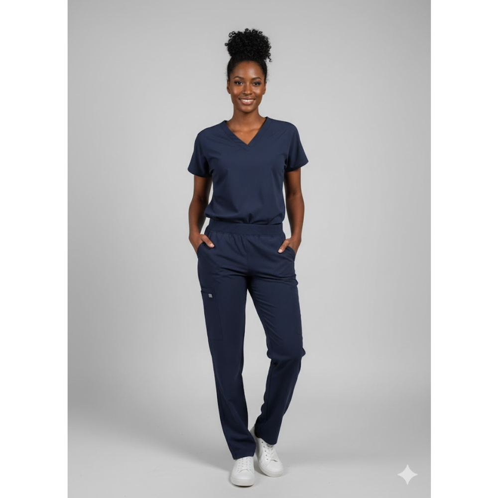 Figs Straight Leg Scrub Pants in Navy Blue